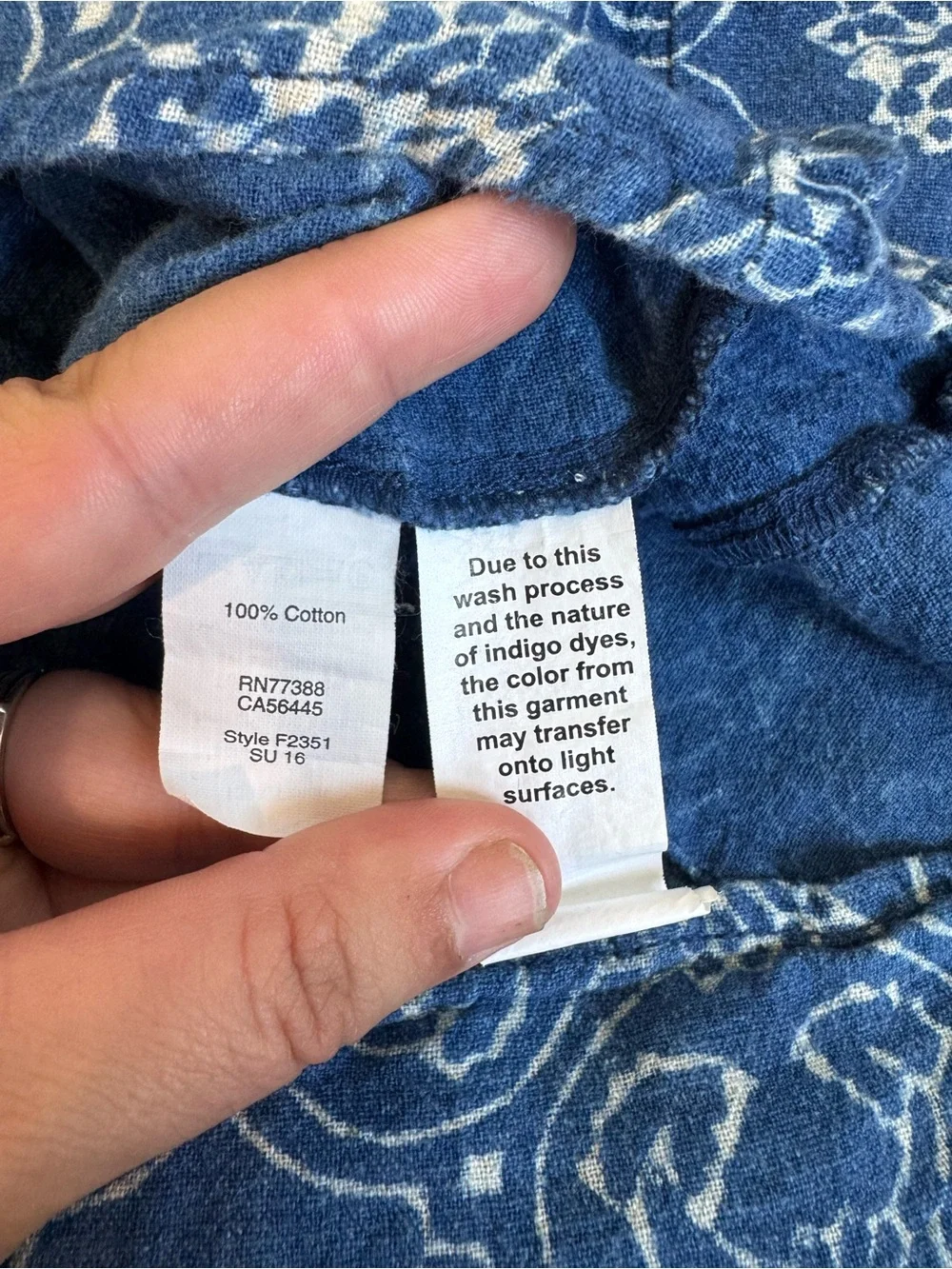 Madewell Indigo Printed Cotton Mini Dress | Size Small - Picture 8 of 8